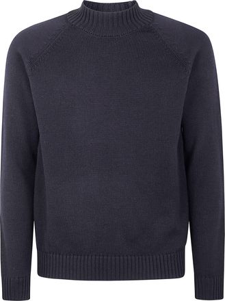 Zanone Stockinette Stitch Slim Fit Raglan Sleeved Mock Neck Sweater