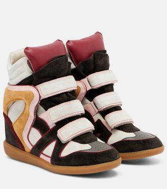 Isabel Marant Bekett suede and leather wedge sneakers
