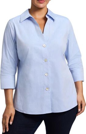 Foxcroft Paityn Non-Iron Button-Up Shirt in Blue Wave at Nordstrom, Size 14W