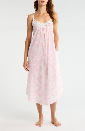 Papinelle Sleepwear Nostalgia Floral Lace Trim Cotton Voile Nightgown in Desert Rose at Nordstrom, Size X-Small