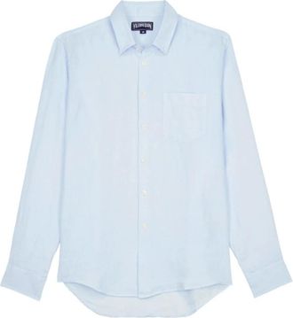 Vilebrequin Heren Linnen Overhemd Effen - Heren - Casual Overhemden - Blauw - L - Linnen - Overhemden