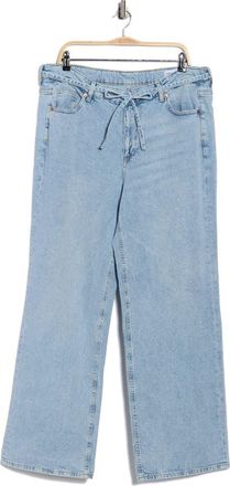 Vero Moda Wide Leg Belted Jeans in Light Blue Denim at Nordstrom Rack, Size 12W