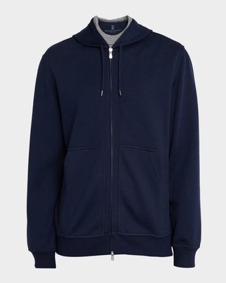 Brunello Cucinelli Men & apos;s Cashmere-Blend Hooded Sweatshirt Cardigan
