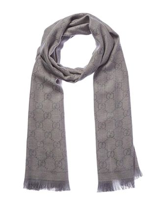Gucci Gg Jacquard Pattern Wool Scarf