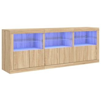 Berkfield Home Sideboard with LED Lights Sonoma Oak 181.5x37x67 cm in Light Tan