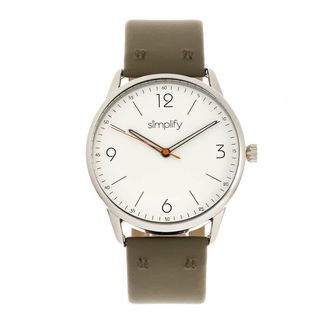 Simplify The 6300 White Dial Olive Leather Watch SIM6302