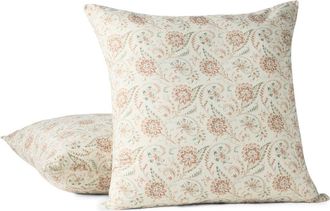 Coyuchi Ponderosa Print Throw Pillow Cover in Seafoam W/Garnet at Nordstrom