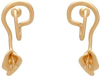 Cult Gaia Calla Wavy Brushed Statement Drop Earrings in Brushed Brass at Nordstrom