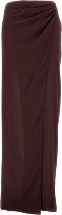Andamane Draped Midi Skirt with Concealed Zip and Side Split
