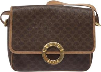Celine Pre-owned Vintage macadam cirkel logo schoudertas - Dames - Vintage Schoudertas - Bruin - ONE Size - Leer - Vintage