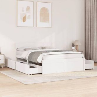 vidaXL Estructura De Cama Sin Colch&oacute;n Madera De Pino Blanco 135x190 Cm Vidaxl