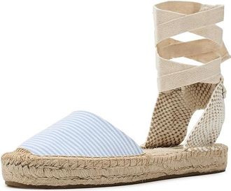 Soludos Seersucker Lauren Lace-up Espadrille Womens Sandals Classic Blue : EU 41 (US Womens 10-10.5) B - Medium, Cotton