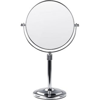 Beliani Beliani - Espejo De Maquillaje De Metal Plateado 20 Cm Tocador Doble Cara Aumento Aveyron