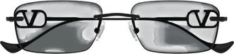 Valentino Rechthoekige Zonnebril - Dames - Accessoires - Zwart - Maat: ONE Size