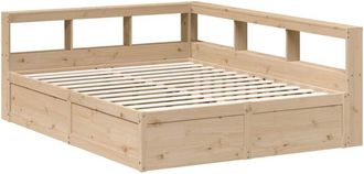 vidaXL Bookcase Bed without Mattress 140x200cm Solid Wood Pine vidaXL
