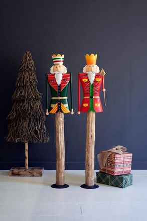 Kalalou Set Of Two Painted Metal And Wood Nutcrackers