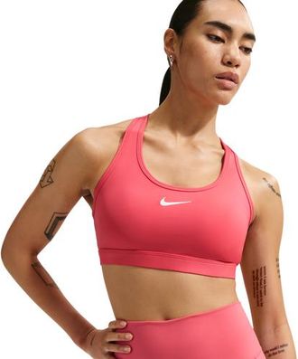 Nike Womens Dri-FIT Swoosh Medium Support Bra - White/Sea Coral Size XXL