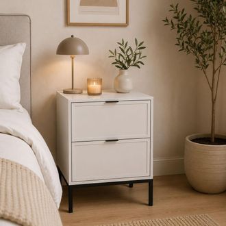Dmora Mesita De Noche Leloline, 2 Cajones, Apertura Y Cierre Deslizante, 50x40x69h Cm Beige Cashmere