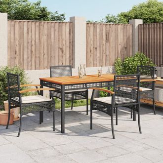 vidaXL Vidaxl - Set De Muebles Jard&iacute;n 5 Pzas Con Cojines Rat&aacute;n Sint&eacute;tico Negro