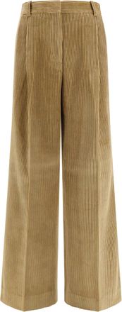 R&oacute;he Womens Corduroy Pants Beige Cotton Trousers