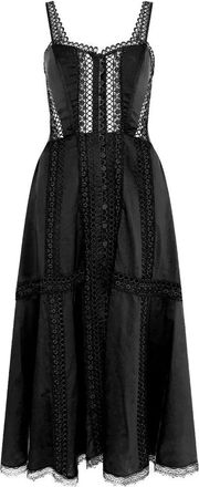 Charo Ruiz Ibiza Abito midi Dafelle con inserto in pizzo - Nero