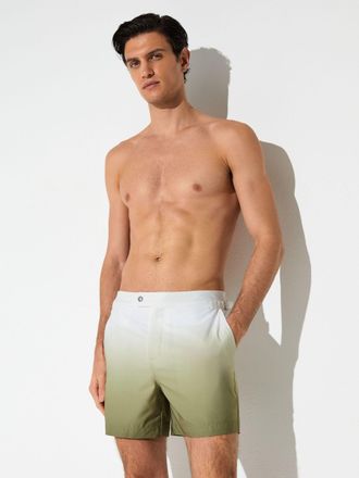 Reiss Soft Sage Green Ombr&eacute;-print Side-adjuster Swim Shorts, 2XL