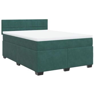 vidaXL Cama Box Spring Con Colch&oacute;n Terciopelo Verde Oscuro 140x200 Cm Vidaxl