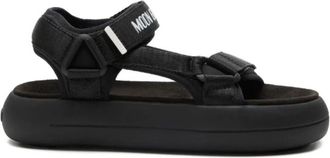 Moon Boot Super Sandal - Dames - Sandalen - Zwart - 40 EU - Polyester - Schoenen