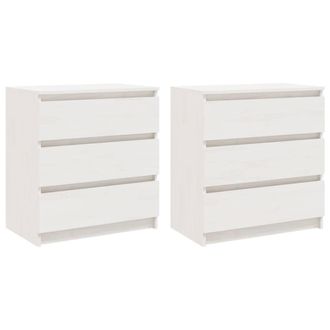 Berkfield Home Bedside Cabinets 2 pcs White 60x36x64 cm Solid Pinewood | Size: 60 x 36 x 64 cm