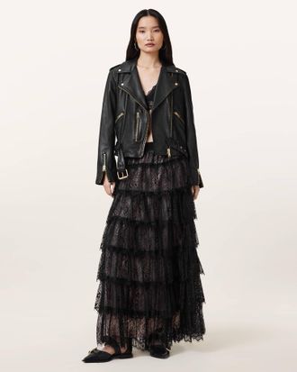 AllSaints Womens Polyamide Rory Lace Maxi Skirt, Size: UK 10/US 6