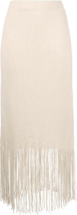 Zimmermann fringe-detail high-waisted skirt - women - Merino/Cashmere - 1 - Neutrals