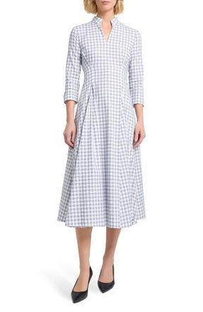 Misook Plaid Fit & Flare Cotton Midi Dress in Black/white at Nordstrom Rack, Size Xx-Large