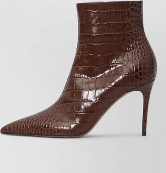 PARIS TEXAS calfskin crocodile-embossed ankle boots