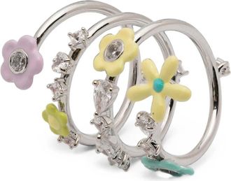 Yvmin Oorstekers met Bloemmotief - Dames - Oorbellen - Grijs - 50 MM - Accessoires
