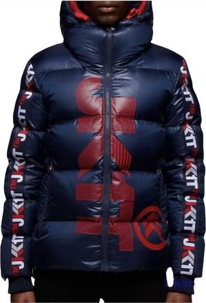 JACK1T Prime Time Racer Down Puffer Jacket In Navy/red