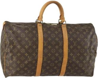 Louis Vuitton Tweedehands Canvas Louis Vuitton tassen - Dames - Vintage Weekendtas - Bruin - ONE Size - Vintage