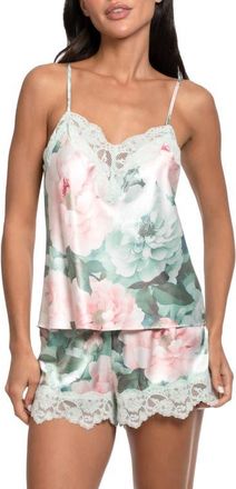 In Bloom by Jonquil Gracie Lace Trim Satin Short Pajamas in Jade Frost at Nordstrom, Size X-Small