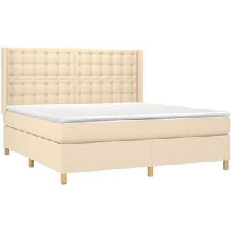 vidaXL Vidaxl - Cama Box Spring Con Colch&oacute;n Tela Color Crema 160x200 Cm