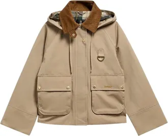 Barbour Jassen, Dames, Beige, M, Katoen, Terrington Douchebestendige Jas
