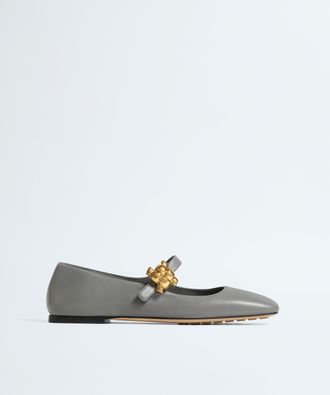 Bottega Veneta Charlotte Mary-Jane Ballerina - Grey & Silver - Women - 10