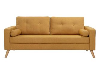 VENTE-UNIQUE.COM Sof&aacute; fijo poli&eacute;ster 3 plazas amarillo 182x81cm