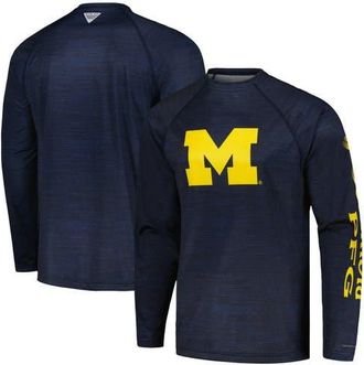 Columbia Mens Columbia Navy Michigan Wolverines PFG Terminal Tackle Omni-Shade Raglan Long Sleeve T-Shirt at Nordstrom, Size Xx-Large