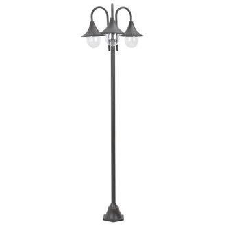 Berkfield Home Garden Post Light E27 220 cm Aluminium 3-Lantern Bronze in Brown