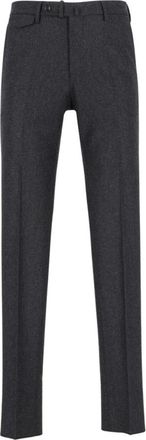 Tagliatore Wool Flannel 1-Pleat Broeken - Heren - Nette broeken - Zwart - M - Wol - Broeken