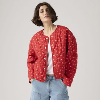 Levi's Josie Quilted Liner Jacket - Womens - L - Red