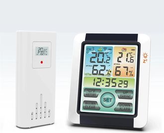 OEM Estaci&oacute;n Meteorol&oacute;gica, 1 Juego De Medidores Inal&aacute;mbricos De Temperatura Y Humedad Para Interiores Y Exteriores, Reloj Meteorol&oacute;gico A Color Con Gran 