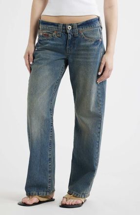 BDG Kayla Low-Rise Wide-Leg Pinstripe Jeans in Blue at Nordstrom, Size 26 32