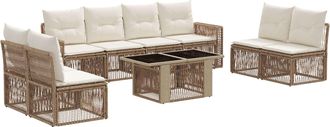 vidaXL Conjunto De Sof&aacute;s De Jard&iacute;n 9 Uds. Beige Y Blanco Crema Vidaxl