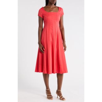 Ellen Tracy Poplin Cap Sleeve Dress in Coral at Nordstrom Rack, Size X-Large