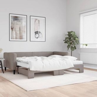 vidaXL Sof&aacute; Cama Nido Con Colch&oacute;n Tela Gris Taupe 90x200 Cm Vidaxl